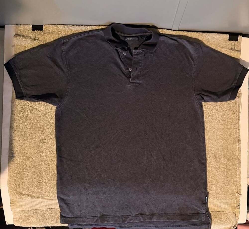 Arrow Blue Polo Shirt Size M Navy Blue Waffle Knit Short Sleeve